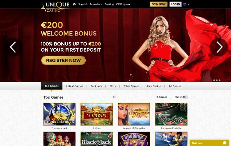 Website von Unique Casino