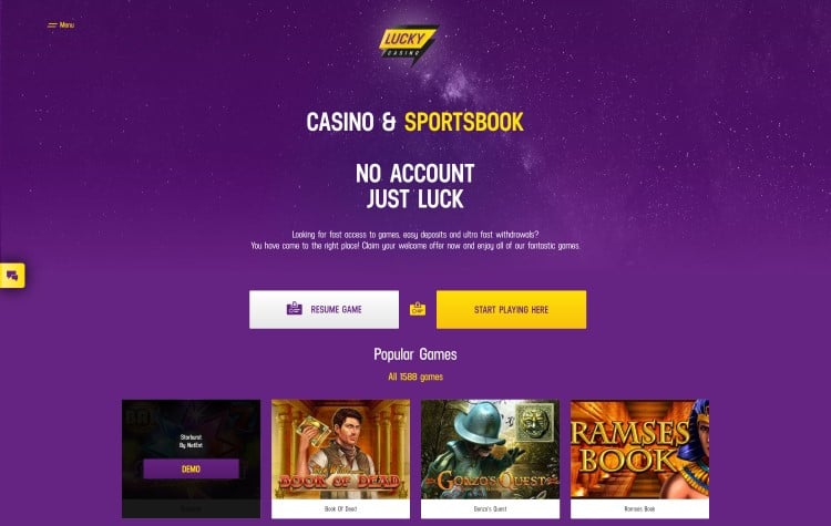 Website von Lucky Casino